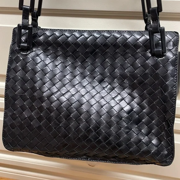 Black woven leather Bottega Veneta shoulder bag